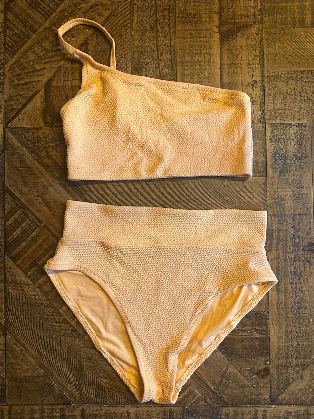 Old Navy Peach One-Shoulder High-Waist Bikini Set